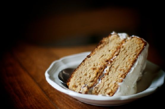 a : coconut flour cake with coconut frosting