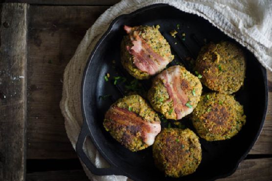 A for Good Luck: Black-eyed Pea Cakes with Collard Greens and Sweet Potatoes