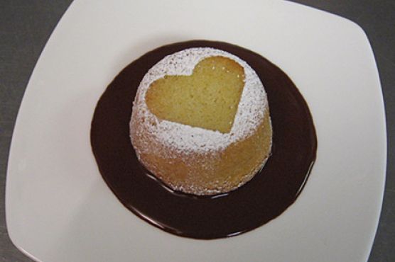 Almond Cakes with Chocolate Passion-Fruit Sauce