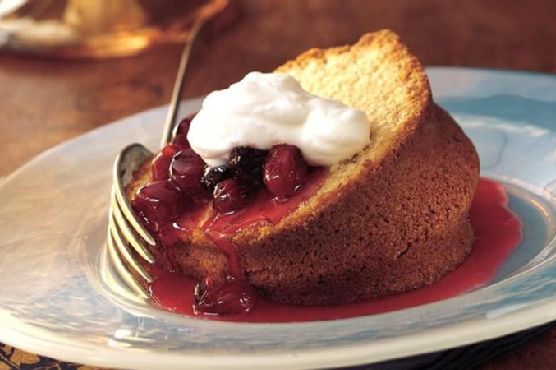 Almond Pound Cake with Cherry-Berry Sauce