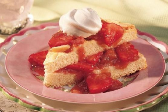 Almond Shortcake with Strawberry-Rhubarb Sauce