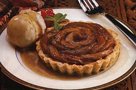 Apple and Caraway Tartlets with Cinnamon-Clove Ice Cream and Cider-Caramel Sauce