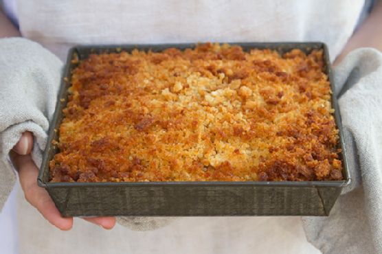Apple Brown Betty with Sorghum Zabaglione
