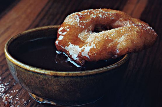 Apple Cider Beignets with Butter-Rum Caramel Sauce