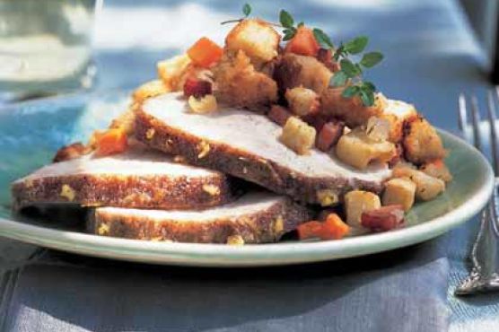 Apple-Glazed Pork Loin Roast with Apple-Ham Stuffing