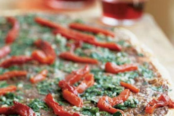 Argentine Black Bean Flatbread with Chimichurri Drizzle