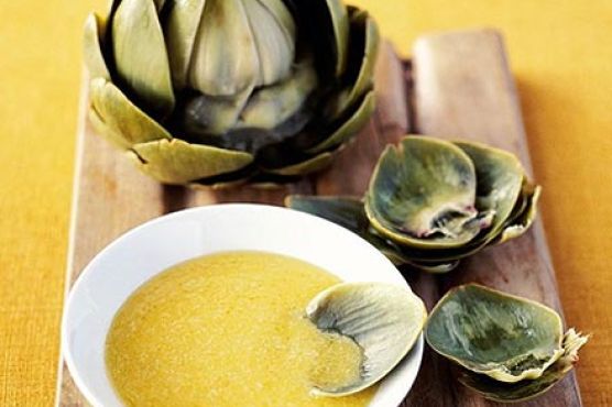 Artichokes with Parmesan butter sauce