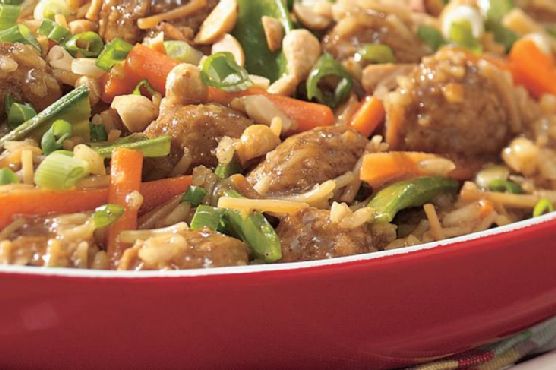 Asian Meatball and Rice Toss