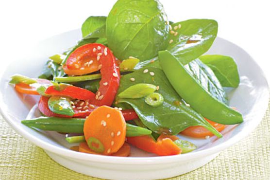 Asian Snap Pea Salad with Sesame-Orange Dressing