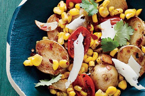 Baby Potatoes with Tomato-Corn Sauté