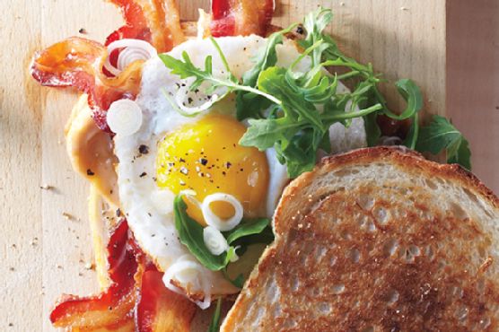 Bacon and Egg Sandwiches with Pickled Spring Onions