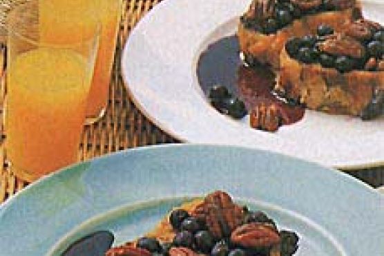 Baked Blueberry-Pecan French Toast with Blueberry Syrup