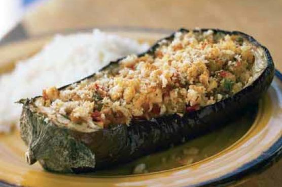 Baked Eggplant with Savory Cheese Stuffing