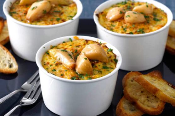 Baked Polenta with Garlic and Parmesan Crostini