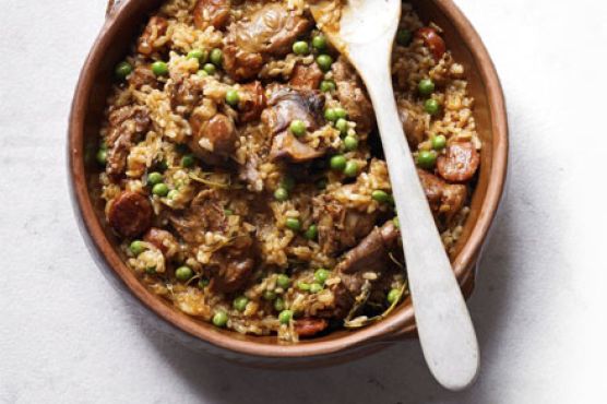 Baked rabbit & chorizo rice