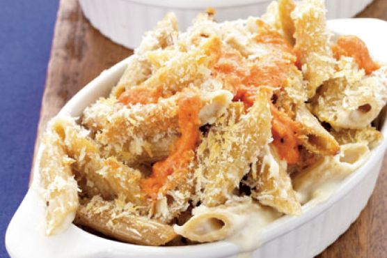 Baked Two-Cheese Penne with Roasted Pepper Sauce