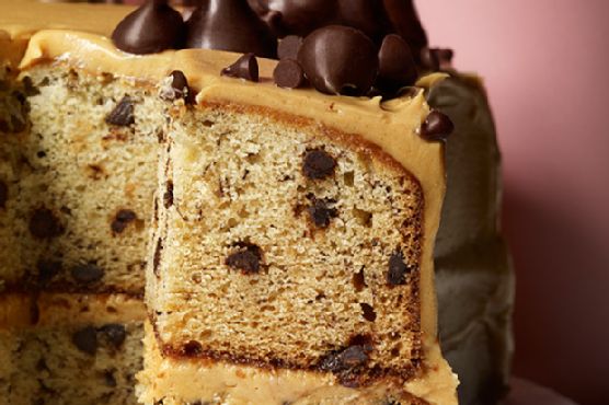 Banana-Chocolate Chip Cake with Peanut Butter Frosting