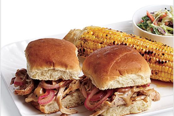 Barbecue Chicken Sliders with Pickled Onions