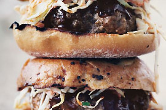 Barbecued Pork Burgers with Slaw