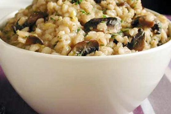 Barley Risotto with Caramelized Leeks and Mushrooms