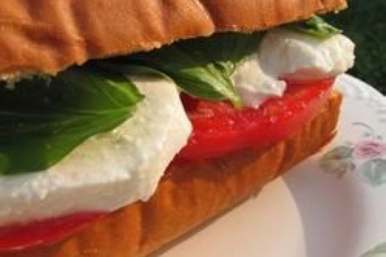 Basil, Tomato and Mozzarella Sandwich