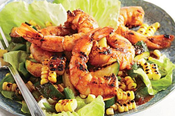 BBQ Shrimp, Corn, and Zucchini Salad