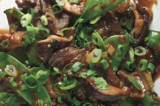 Beef, Shiitake, and Snow Pea Stir-Fry