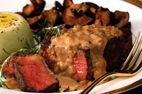 Beef Tenderloin Steaks with Mustard-Cognac Sauce