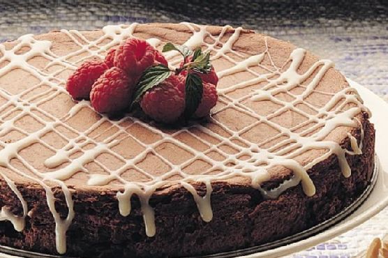 Bittersweet Chocolate Cheesecake with White Truffle Sauce