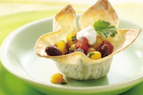 Black Bean and Corn Wonton Cups