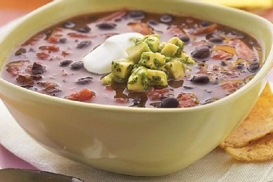 Black Bean Soup with Avocado Salsa