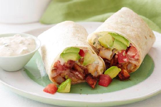 Blackened Shrimp Wrap with BBQ Bacon and Cajun Remoulade