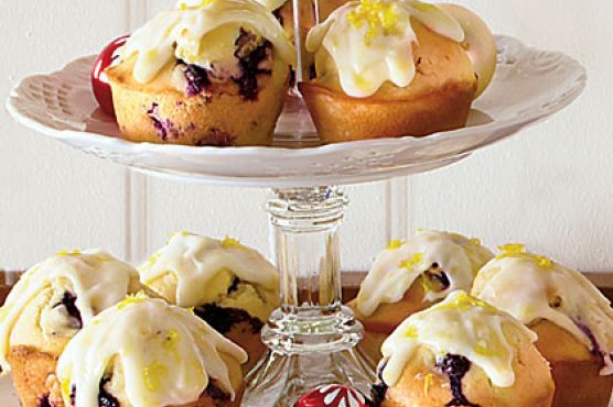 Blueberry Muffins with Lemon-Cream Cheese Glaze