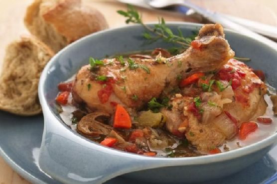 Braised Chicken with Wild Mushrooms and Thyme