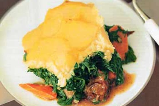 Braised-Lamb Shank Shepherd's Pie with Creamed Spinach