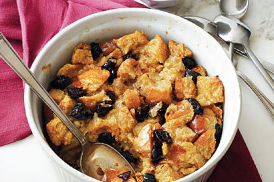 Brandied Plum-Vanilla Bread Pudding