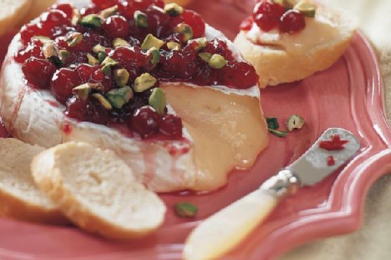 Brie with Cranberries and Pistachio Nuts