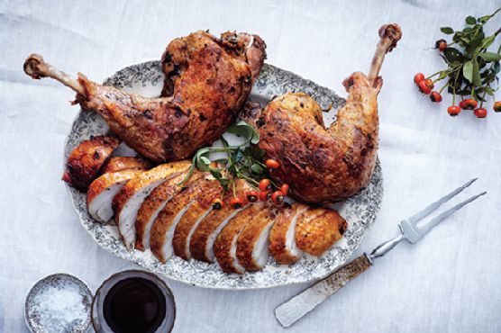 Brined Roast Turkey Breast with Confit Legs