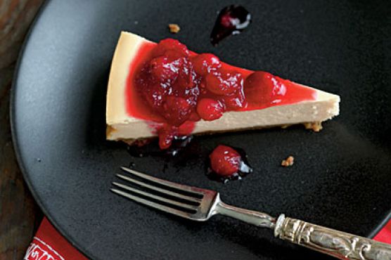Brown Sugar Cheesecake with Cranberry Compote