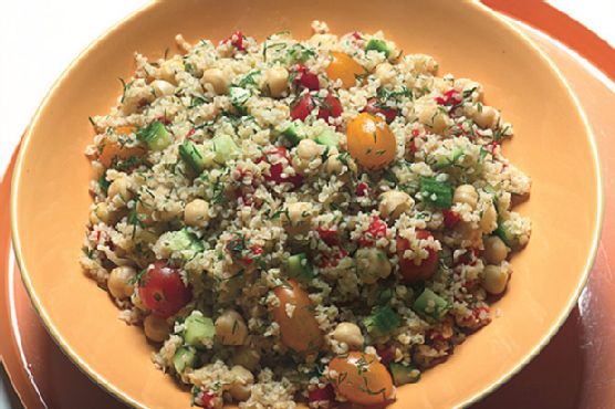 Bulgur, Garbanzo Bean, and Cucumber Salad