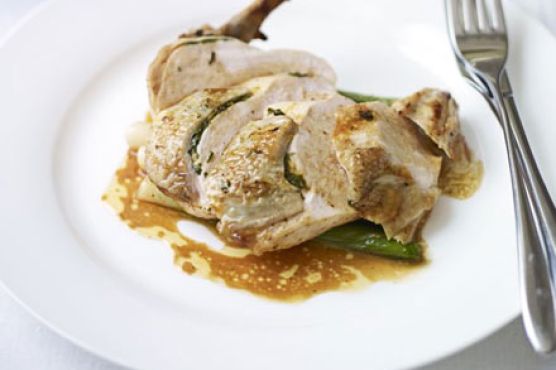 Butter-roasted supreme of chicken with wild mushroom & potato gratin