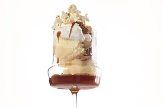Buttered-Popcorn Ice Cream Sundae