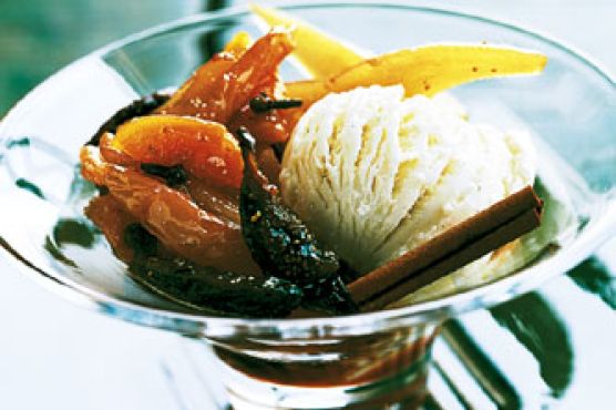 Buttermilk Ice Cream with Spiced Fruit Compote