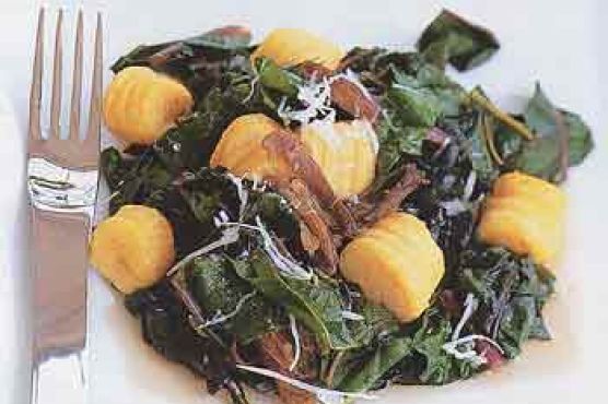 Butternut Squash Gnocchi with Duck Confit and Swiss Chard