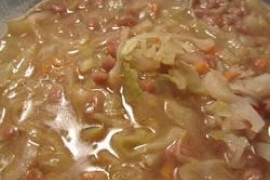 Cabbage, Potato and Baked Bean Soup