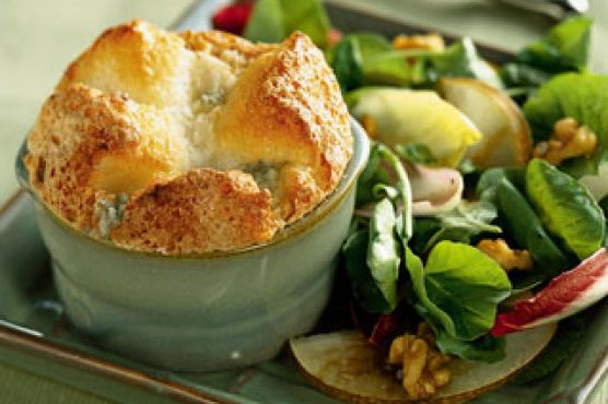 Cabrales Cheese Souffles with Endive and Asian Pear Salad