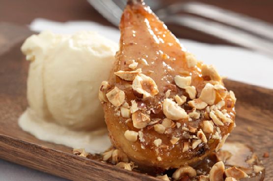 Caramelized Bosc Pears with Hazelnut Butter