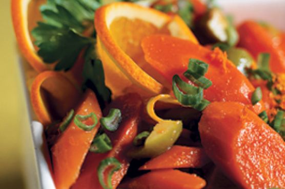 Carrot Salad with Orange, Green Olives, and Green Onions