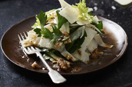 Celeriac salad with Parmesan, walnuts & parsley