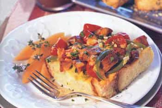 Cheddar, Vegetable and Sausage Strata